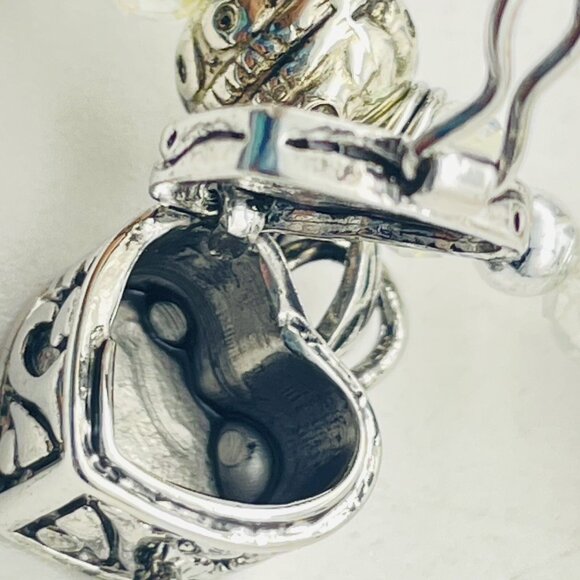 Signed ALEXA'S ANGELS Beaded Bracelet Heart Charm Silver White Stretch Cremains - Picture 4 of 8